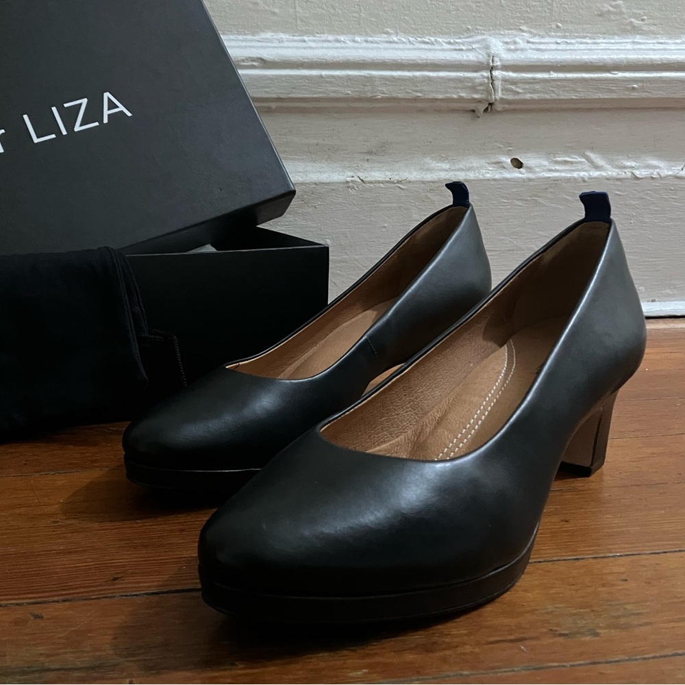 dr LIZA Black Leather “sneaker” Pumps 8.5M
